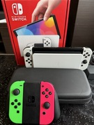 Nintendo Switch OLED White: 4 joy con + szkło hartowane + case + pudełko