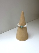 Pierścionek handmade z masą perłową i amazonitem