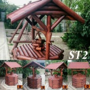 Studnia ogrodowa, zabudowa drewniana studni dryny studni głębinowej 