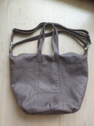 Torba shopper Mako Hobo Grande skórzany w kolorze taupe + pasek Daag