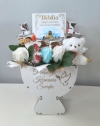 Kielich komunijny prezent dla chłopca na pierwszą komunię świętą z Biblią 