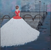 Mglista noc 100x100 cm farby akrylowe