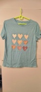 Turkusowy T-shirt w serca Shein