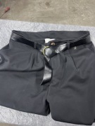 Eleganckie Spodnie Damskie Czarne z Paskiem