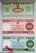 Zestaw 3 polskich bonów towarowych B.P. S.A. PRL (bony dolarowe).