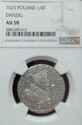 Zygmunt III Waza, Ort 1625, Gdańsk - PR NGC AU58.