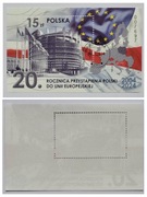 Blok 382 Fi 5383 kasowany 20 rocznica przystąpienia Polski do UE +FDC 
