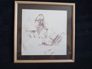 Szkic starsza pani w okularach czytająca ksiazkę