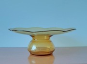 Miodowa szklana patera Huta Szkła Laura Tarnów vintage PRL