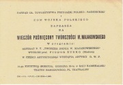 1951 Warszawa, Zaproszenie na wieczór twórczości W.Majakowskiego