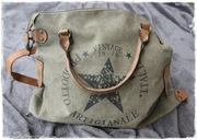 Torba shopper z gwiazdą khaki