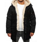 Czarna kurtka męska zimowa parka Denley w rozmiarze M