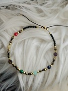 Bransoletka  czakry opal malachit nić jedwabna regulacja czakralna 