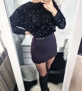 Efektowna Bluza cekinowa błyszcząca czarna XS