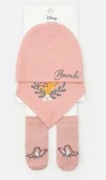 Komplet różowy czapka, śliniak i skarpetki Bambi