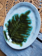 Ceramiczna patera paproć,rękodzieło 