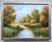 Jesienna rzeką - olej na płótnie