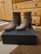 Damskie Skórzane Botki Ecco - Rozmiar 40, Skóra Naturalna, Brązowe, Zadbane