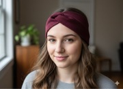 Opaska Damska Prążkowana Burgundowa Turbant 56-64cm