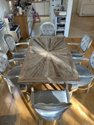 Ekskluzywny, drewniany stół glamour / vinage wraz z 6 krzesłami