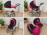 Wózek dziecięcy 3w1 retro klasyczny + fotelik + gondola + spacerówka