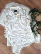 Somewhere 46XXXL biała bluzka kamizelka retro vintage damska długa