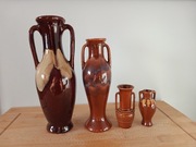 Zestaw 4 ceramicznych wazonów, polski design vintage PRL (Reflex, Cyrkon?)