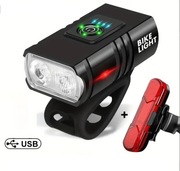 Zestaw lampek rowerowych LED przednia i tylna z ładowaniem przez USB.