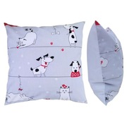 Poszewka 40x40 cm Kot z piłką i pies - Bawełna