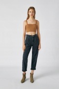 PULL&BEAR - BRĄZOWY CROP TOP - S