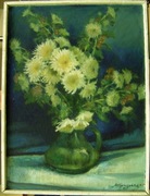 KWIATY W WAZONIE olej, pilśń 50,5x37,5cm STAROĆ
