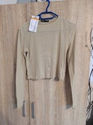 Damska beżowa poszarpana koszulka SINSAY rozmiar XS