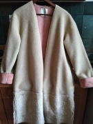 Płaszcz damski Zara Basic baranek bez zapięcia 