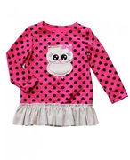 Bluzka różowa z falbanką sówka 128