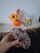 Saszetka Myszka Błyszcząca Skóra Naturalna Cętki Ręcznie Szyta Etui Brelok