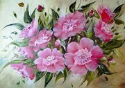 peonie, obraz olejny, 50x70