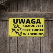 Tabliczka KOZIOŁ JEST PRZY FURTCE W 5 SEKUND