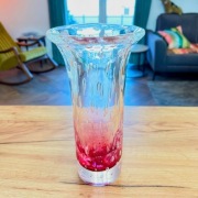 Wazon Huta Szkła Egermann czerwony rdzeń czeskie szkło w stylu Murano