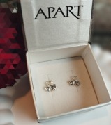 Kolczyki srebro 925 serca koniczynki z cyrkoniami wkręcane