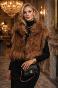 LUKSUSOWA KAMIZELKA FUTRO BOLERKO Z NATURALNEGO JENOTA i LISA – DELYA PARIS