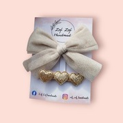 Zestaw spinek do włosów kokarda tiulowa i spinka w serduszka brokatowe