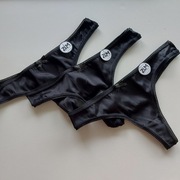 Stringi damskie 3-pak. Elegancki z  jedwabiu naturalnego 