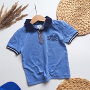 Polo Carry 110 krótki rękaw koszulka z kołnierzykiem na guziki niebieska 