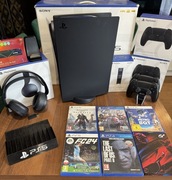 PlayStation 5,Mega Zestaw, 2x Pad, Słuchawki, Gry, Extra Pamięć
