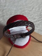 Brązowa męska bransoletka z eko skóry regulacja regulowana bransoletka