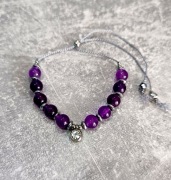 Bransoletka na jedwabnej nitce z ametystem