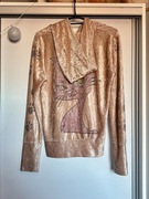 Lososiowa welurowa bluza z kapturem 36 kot cyrkonie