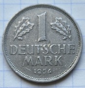 #3818 Niemcy RFN 1 marka 1954 G rzadsza