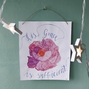 Akwarela z zawieszką Rysunek Handmade PIWONIA  