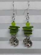 Kolczyki Słonik szczęścia w zieleni, Aragonit, masa perłowa, Handmade